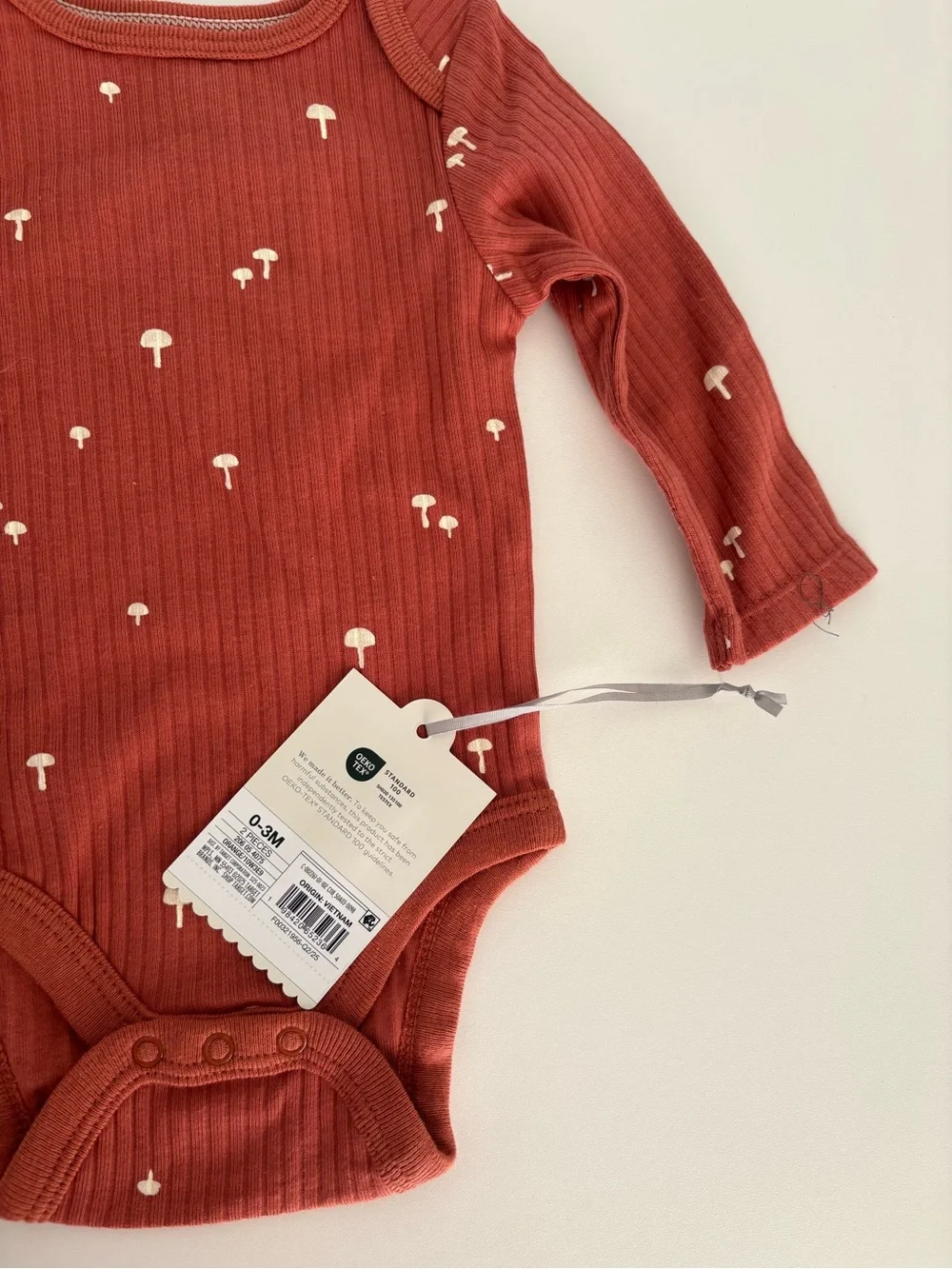 cloud island Rust Ribbed Mushroom Print Baby Bodysuit & Pants Set 0-3